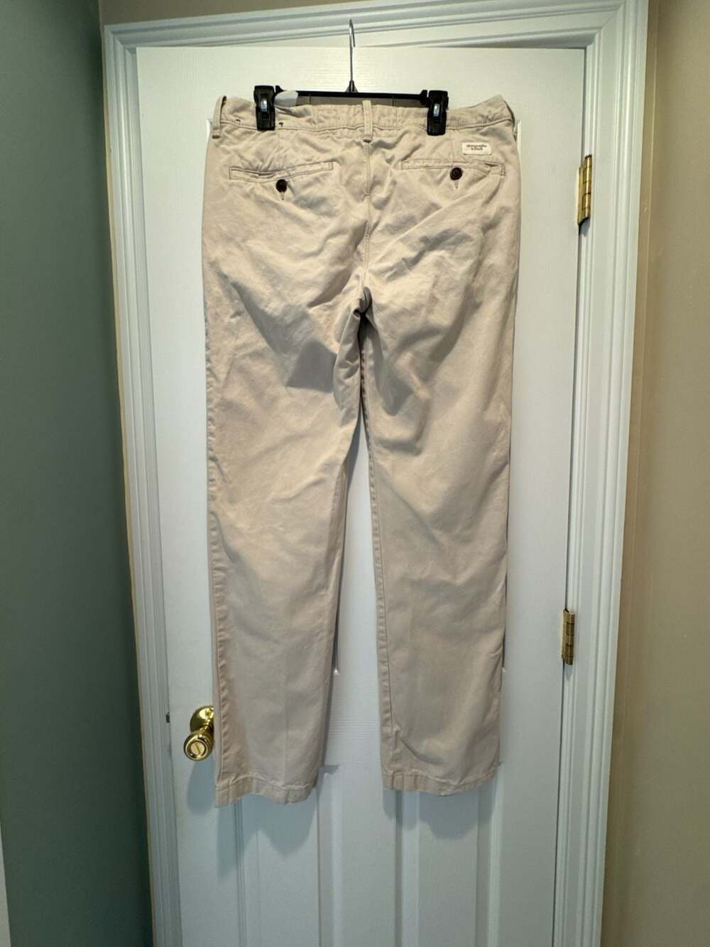 Abercrombie & Fitch Cream Beige Chino Pants Button Fly Size 34x34 - Picture 3 of 3